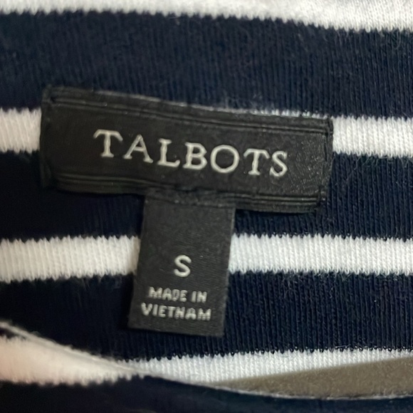 Talbots size Small Black and White Sleeveless Midi A-line Stretchy Soft Sundress - Picture 2 of 8